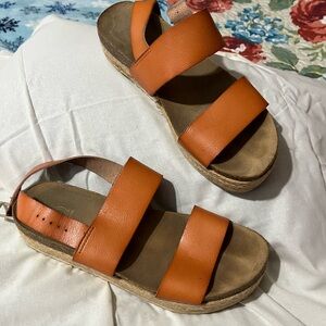 new directions Orange Double-Strap Platform Sandals